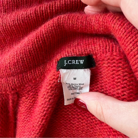 Vintage J Crew Vibrant Coral Sweater Button Up Rabbit Hair Cashmere Merino Wool - Picture 11 of 11